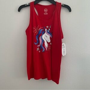Kids Size Large Wonder Nation Red Unicorn Tank Top